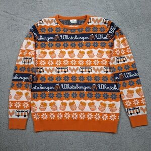 Whataburger Ugly Christmas Sweater Mens Large Orange Fries Retro Holiday Kitsch